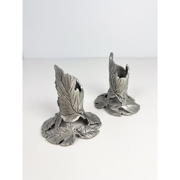 Vintage Seagull pewter tapered candle holder set - with wrapped leaves motif - Picture 1 of 7